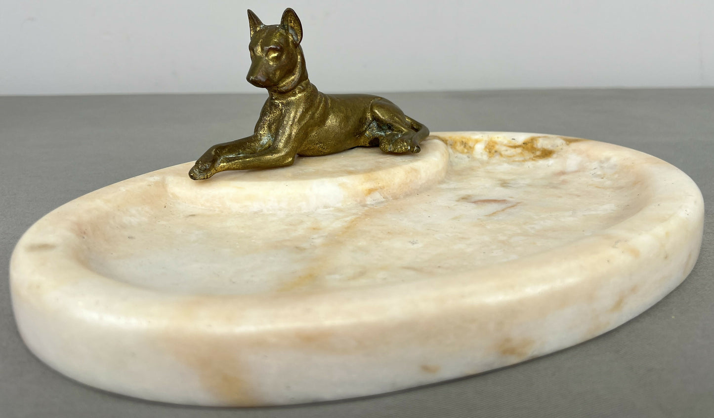 Tray Antique French Style Marble Brass Dog Decorative Display Tray LOT 6419