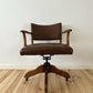 Antique Oak Captain's Swivel Chair, Edwardian Vintage Office Desk Chair, Period Revolving Chair, Victorian Study Seat, Home Office Furniture