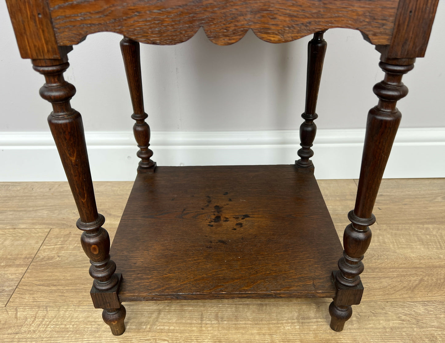 Bedside Table Antique French Style Marble Top Oak Cabinet Nightstand LOT 6246