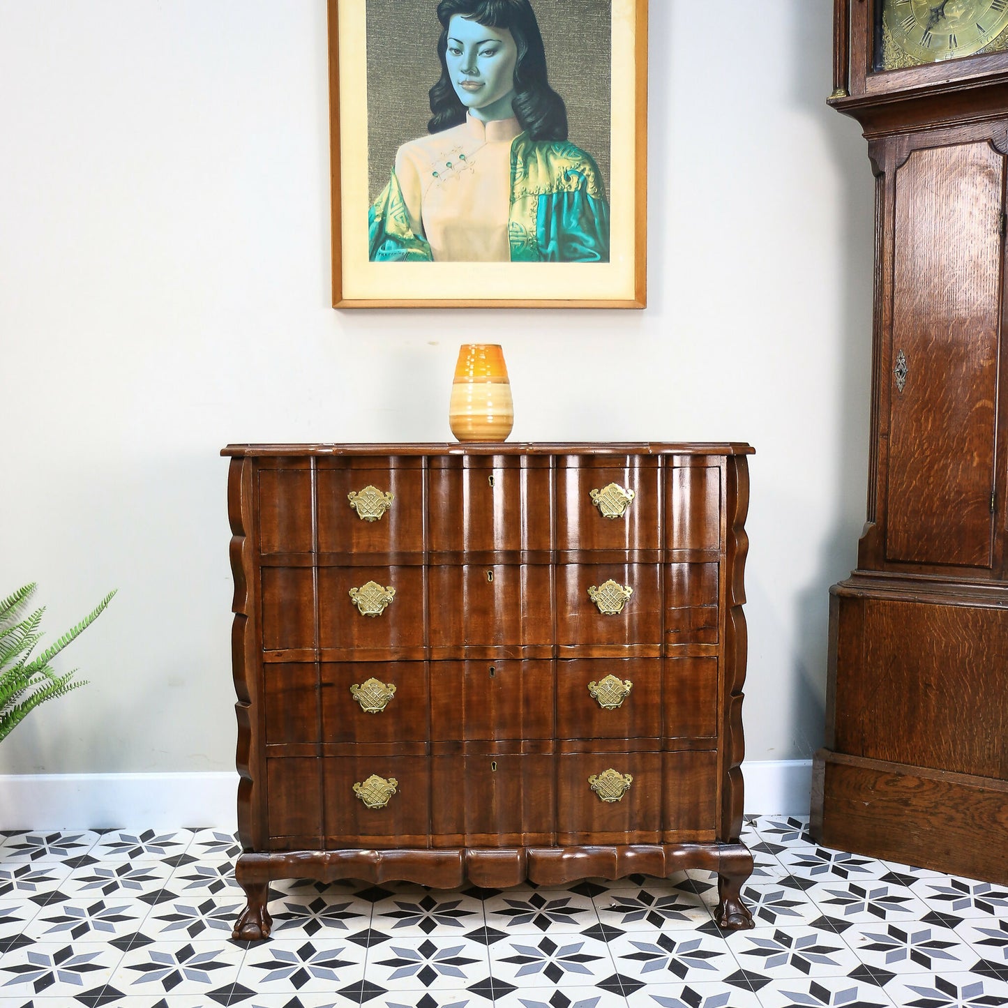 Serpentine Chest of Drawers Dutch Colonial Style South African Stinkwood Chest.