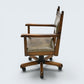 Vintage Wood Bros Old Charm Captains Office Chair Green Hide Leather Swivel Tilt