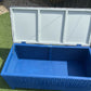 Lloyd loom 1950s storage box/ ottoman blue with William Morris style velvety feel too. Completely newly restored