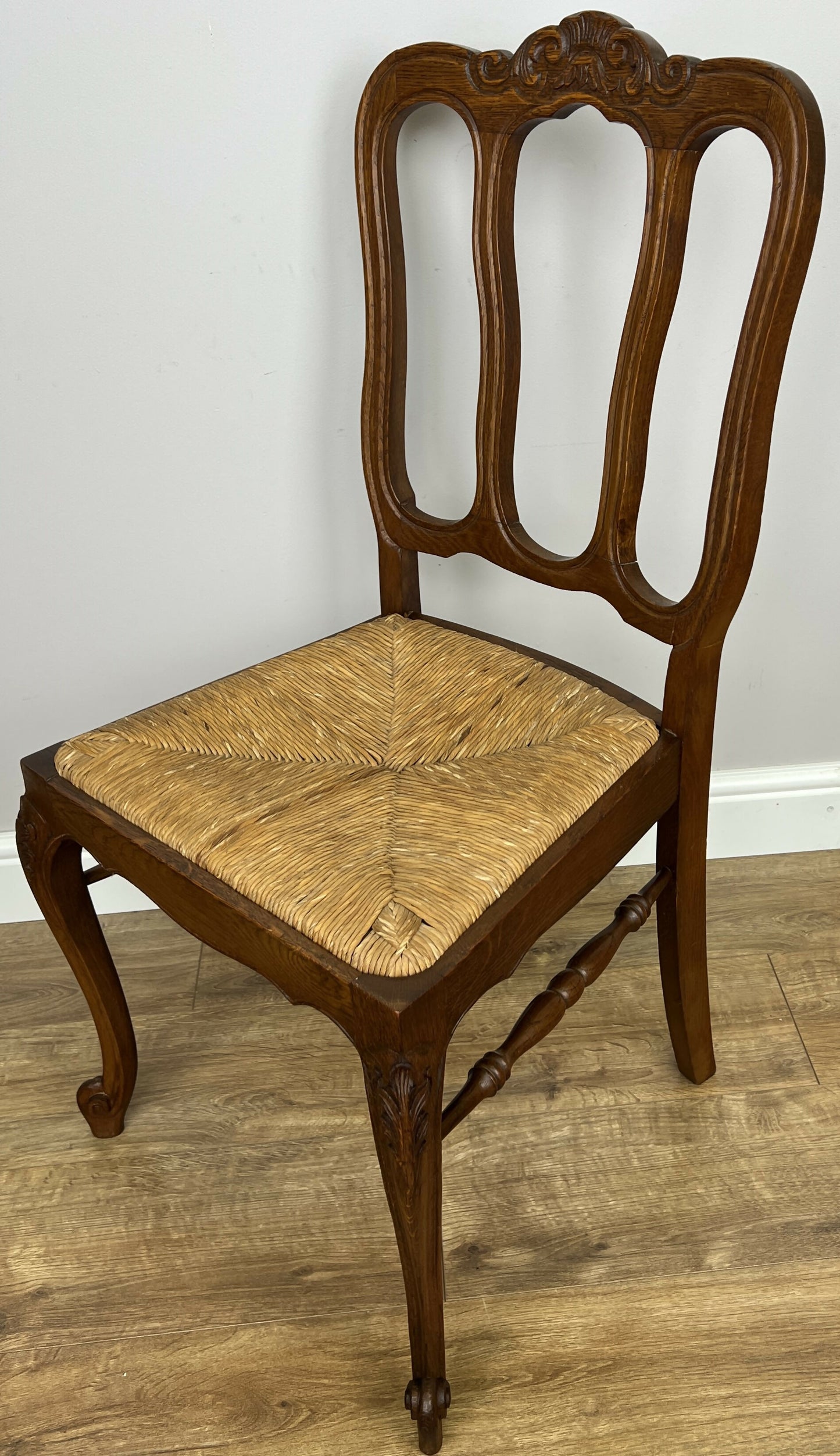 Dining Chairs Vintage French Louis Style Oak Rush Seat Set of 6 Chairs LOT 6348