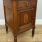 Bedside Table Antique French Marble Top Oak Cabinet Carved Cupboard LOT 6353