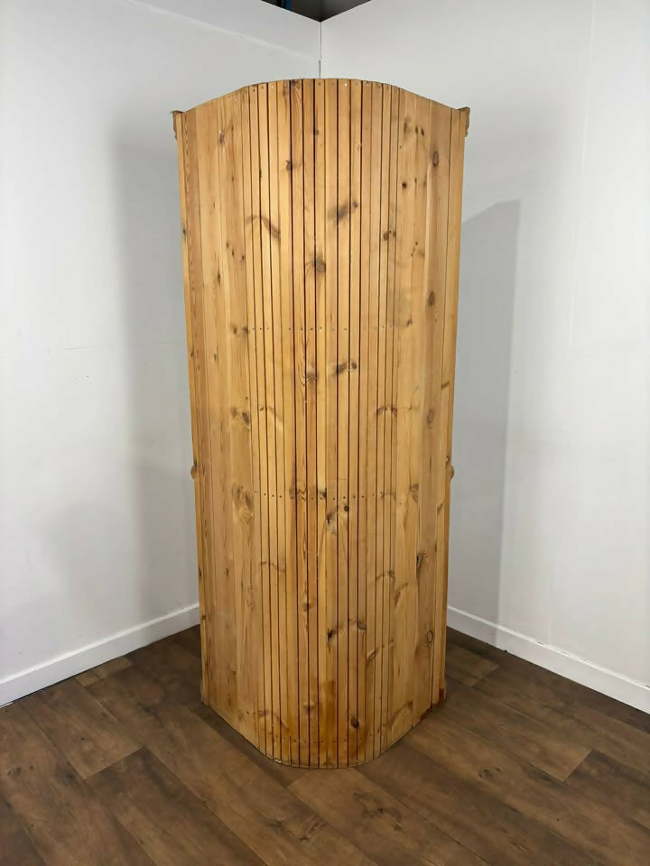 Solid Waxed Pine Barrel Back Corner Cupboard