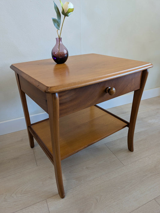 Mid Century Teak Side Table with Drawer & Shelf by Sutcliffe