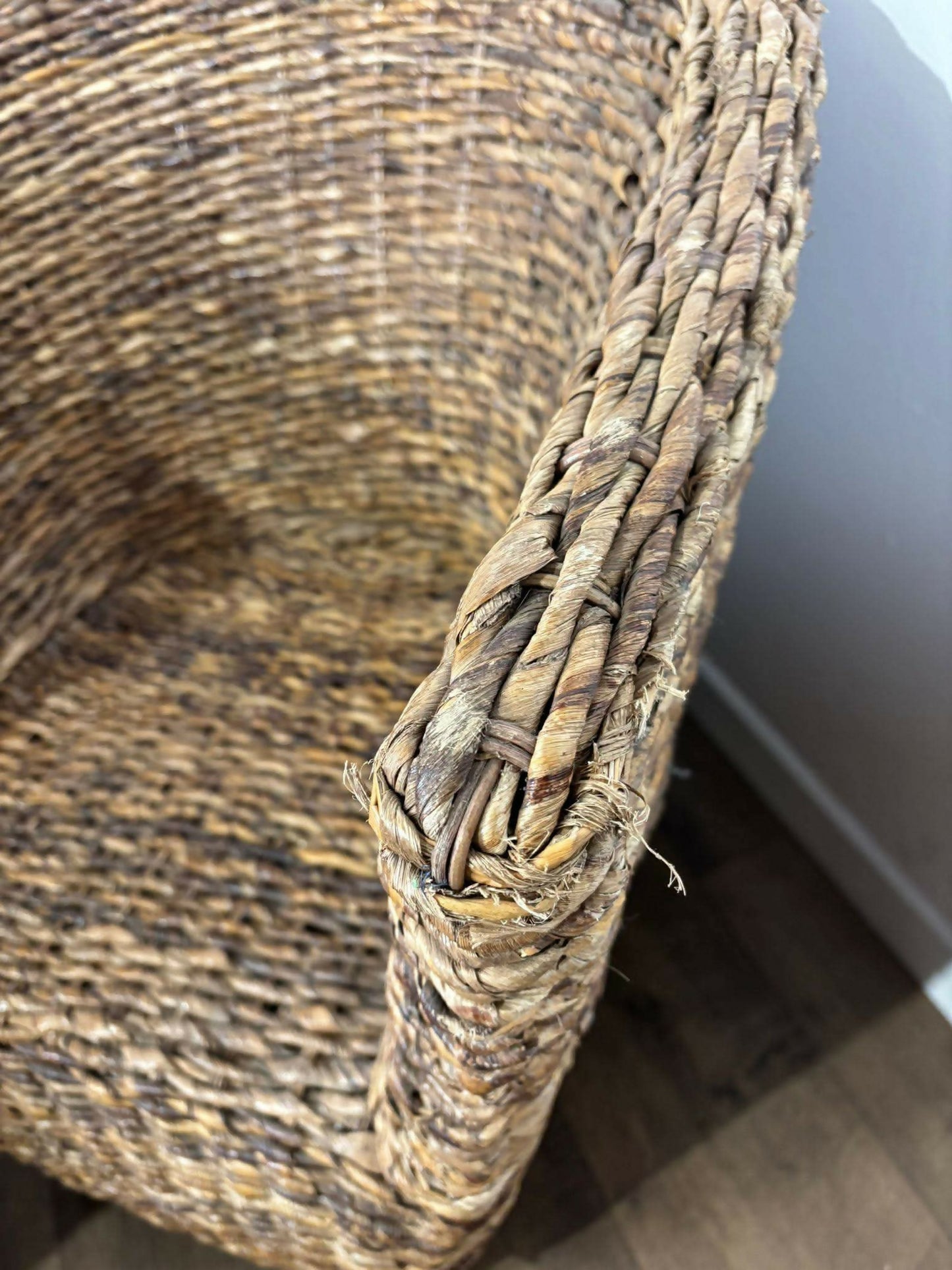 Set of Four Hand-Woven Abaca Fibre Tub Chairs
