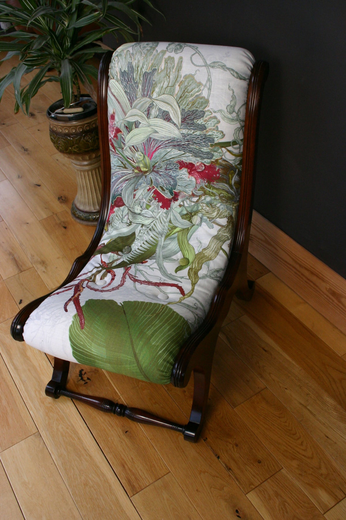 Vintage Slipper Chair – Fully Refurbished in Timorous Beasties Topical Tropical | One-of-a-Kind Designer Statement Chair
