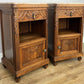 Pair of Bedside Tables Antique French Oak Carved Marble Top Cabinets LOT 6603