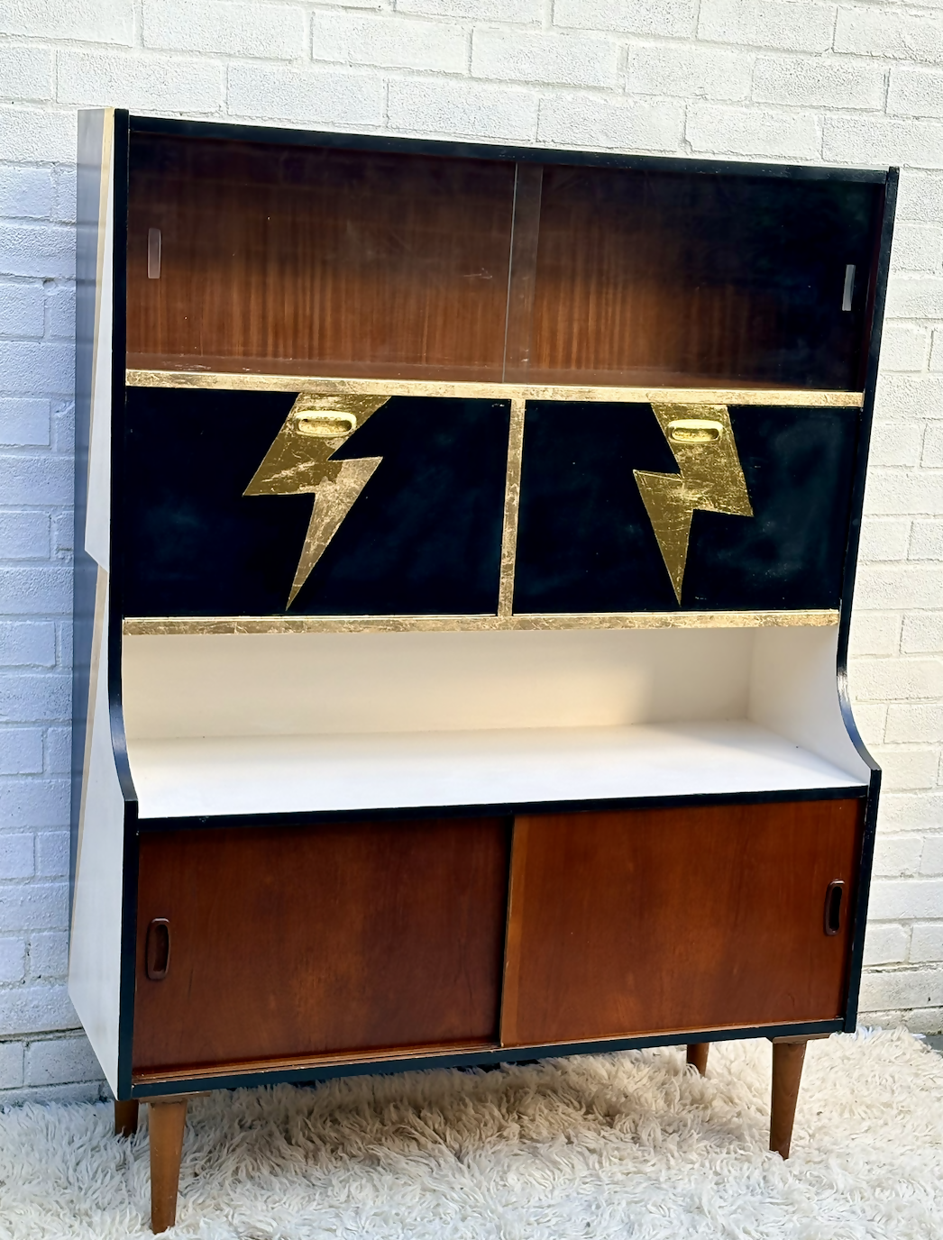 Rock N’ Roll Themed Jentique Mid-century Sideboard Bowie Lightning