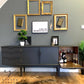 Jentique teak sideboard in dark grey and gold leaf