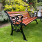 Black Vintage Cast Iron Patio Set adorned with Sapele Wood 3 seater Benches included