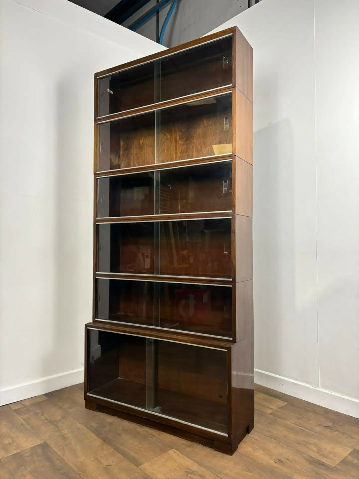 Minty Oxford Mid Century Library Oak Glazed Six Tier Bookcase