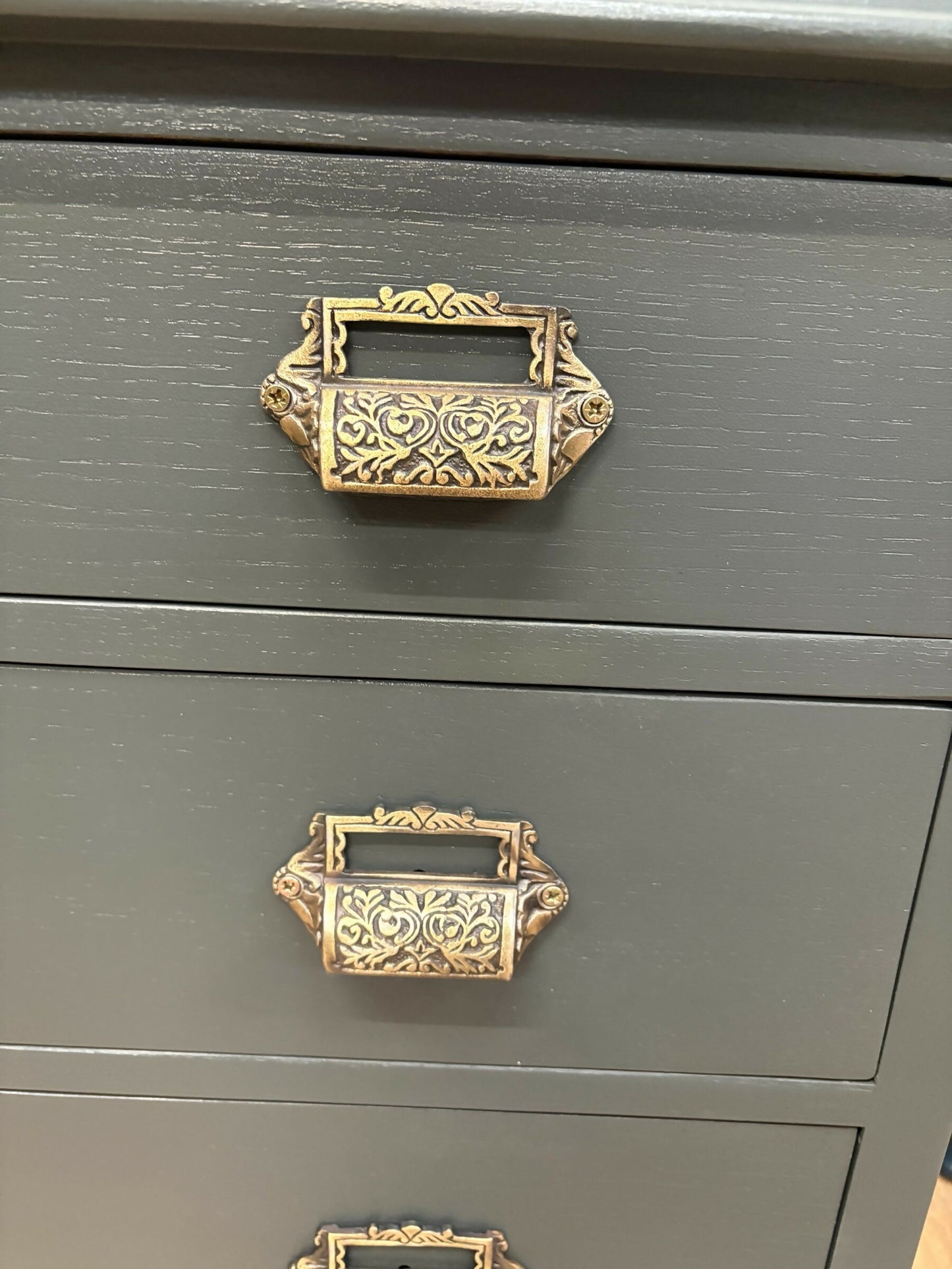 Vintage Chest of Three Drawers in Green/ Black