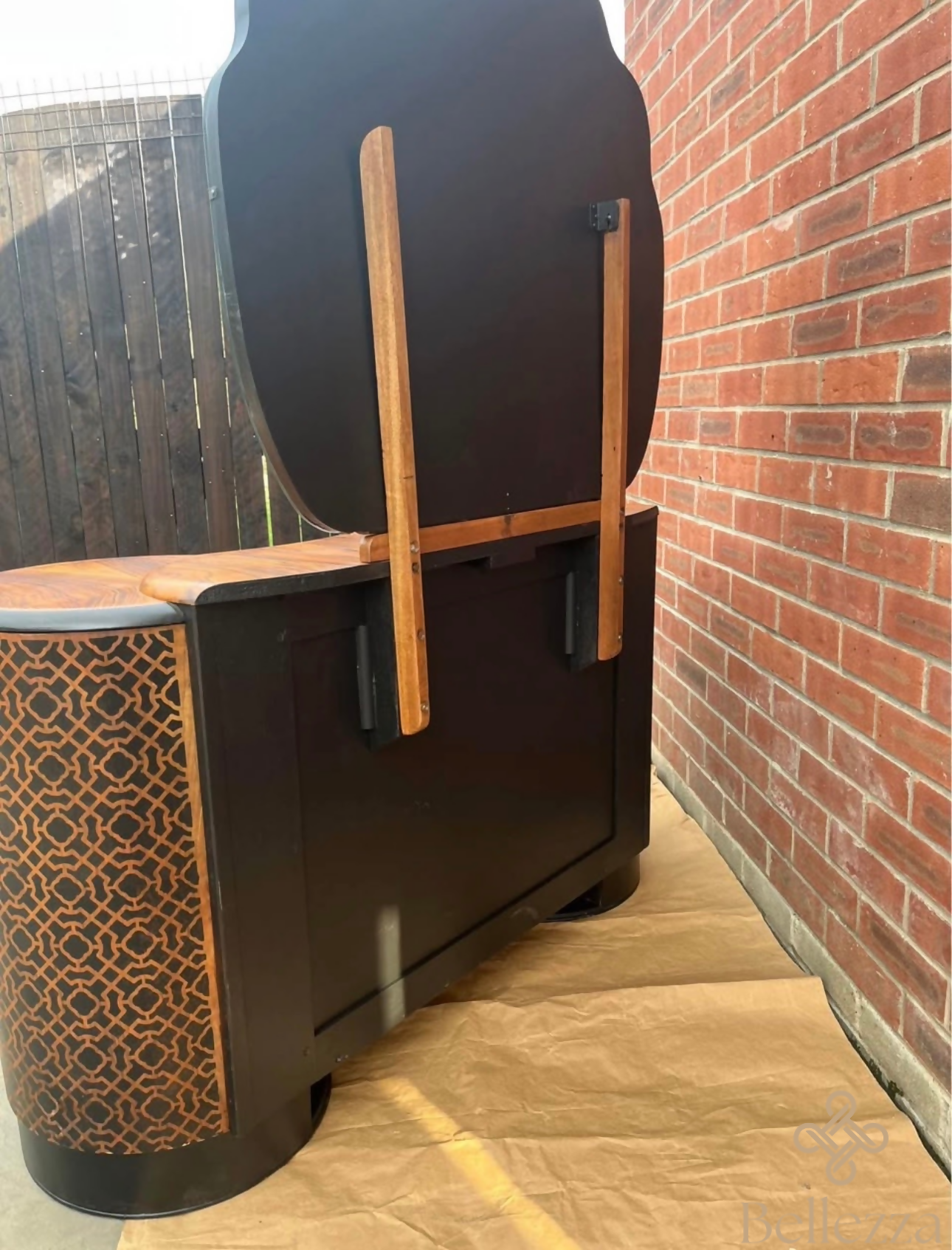 Shrager Dressing Table with Fixed Mirror – Upcycled Black Finish