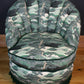 1960s Vintage Fluted Back Chair – Completely Reupholstered in Japanese-Inspired Designer Fabric