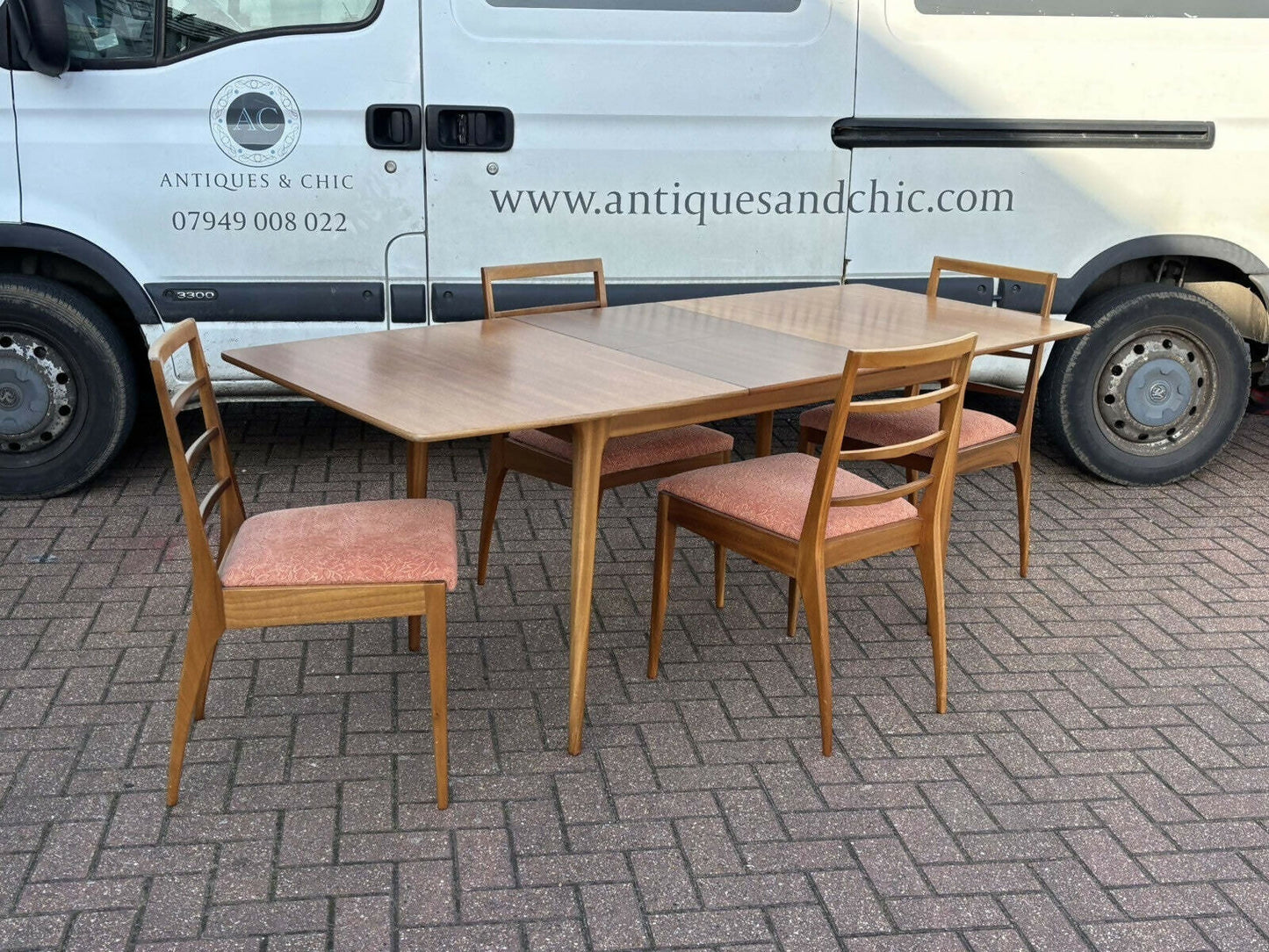 Mid Century McIntosh Teak Extending Dining Table & 4 Chairs