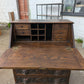 Antique Victorian tudor oak hand carved green man bureau dest chest drawers in