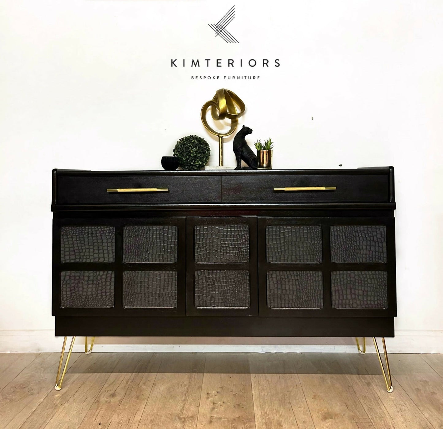 Nathan Sideboard, Cocktail Cabinet in Black and Gold