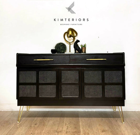 Nathan Sideboard, Cocktail Cabinet in Black and Gold