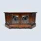 Old Charm TV Stand Linenfold Leaded Glass Doors Tudor Brown FREE* UK Delivery