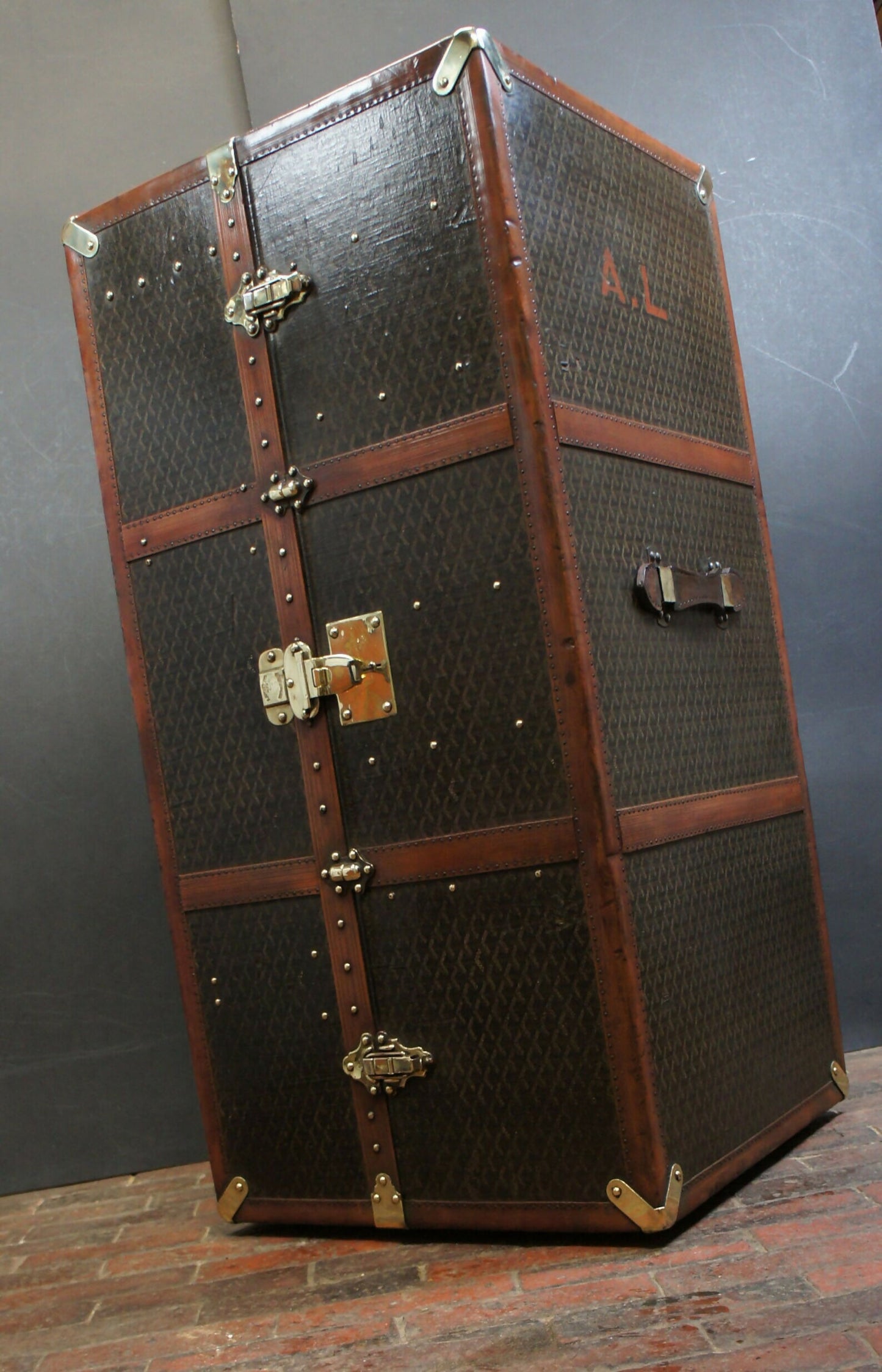Luxury Antique Wardrobe Trunk by Goyard with Key
