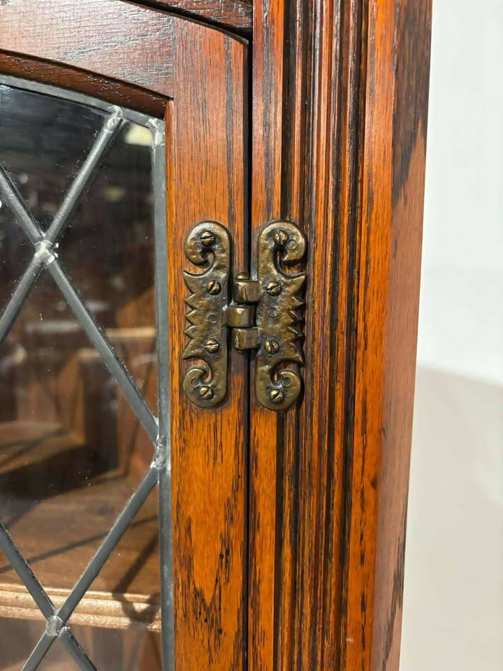 Old Charm Priory Style Corner Cupboard with Leaded Glass Doors