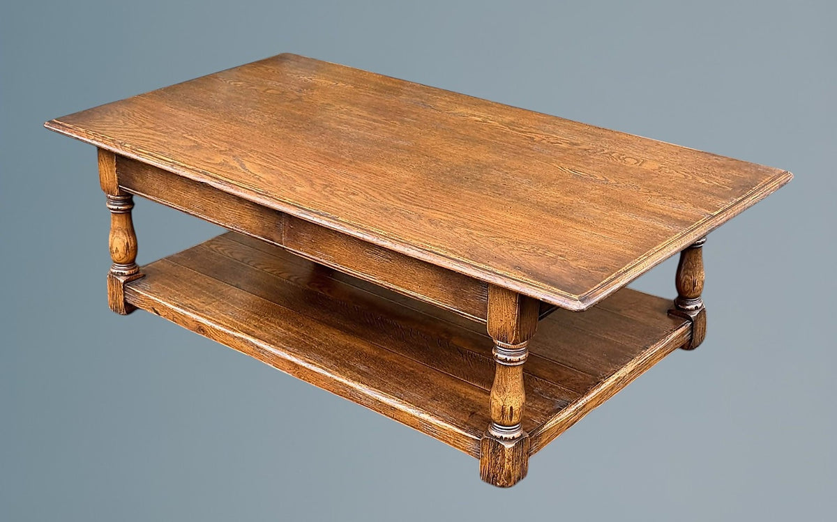 Large Oak Coffee Table With Two Drawers