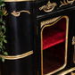 French Style Black & Gold Sideboard / Drinks Cabinet - Red Velvet Interior