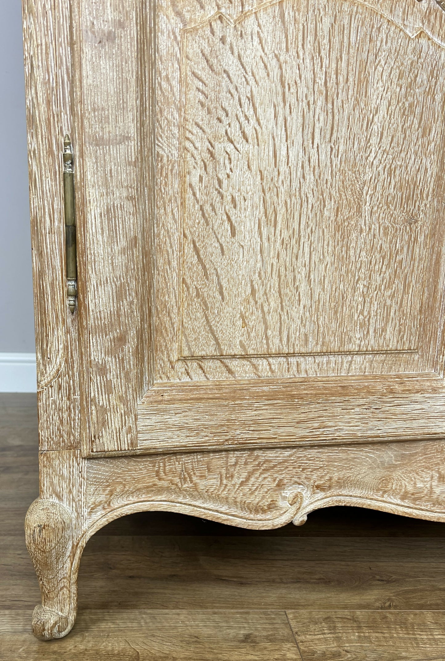 Wardrobe Vintage French Louis Shabby Chic Oak Four Door Carved Armoire LOT 6456