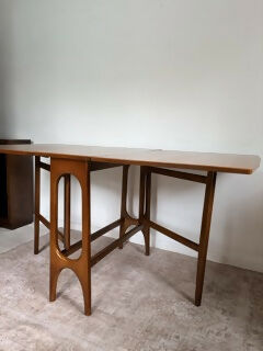 Mid Century Modern Teak Drop Leaf Dining Table Vintage Space Saving Gate Legs