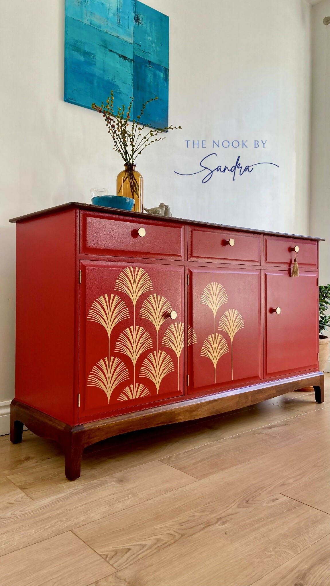 Midcentury Striking Stag Minstrel Mahogany Sideboard