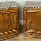 Pair of Bedside Tables Antique French Style Oak Marble Top Cabinets LOT 6218