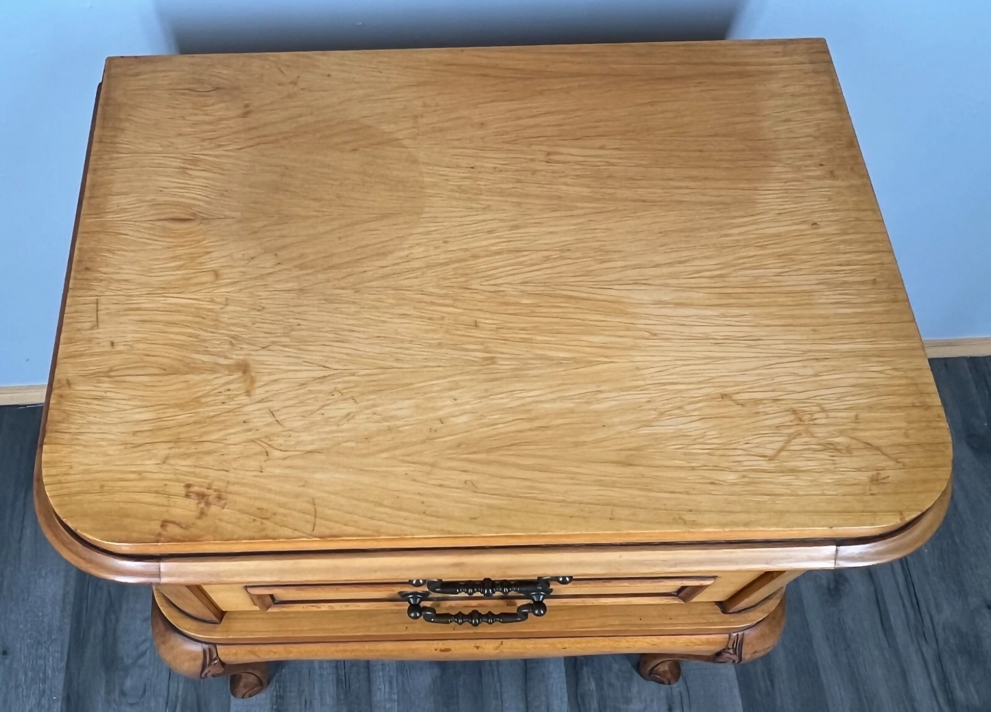 Bedside Table Vintage French Louis XVI Nightstand 2 Drawers Cabinet LOT 3586