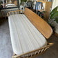 Vintage Mid Century Ercol Day Bed Sofa Elm & Beech Surfboard Back Beige Cushions