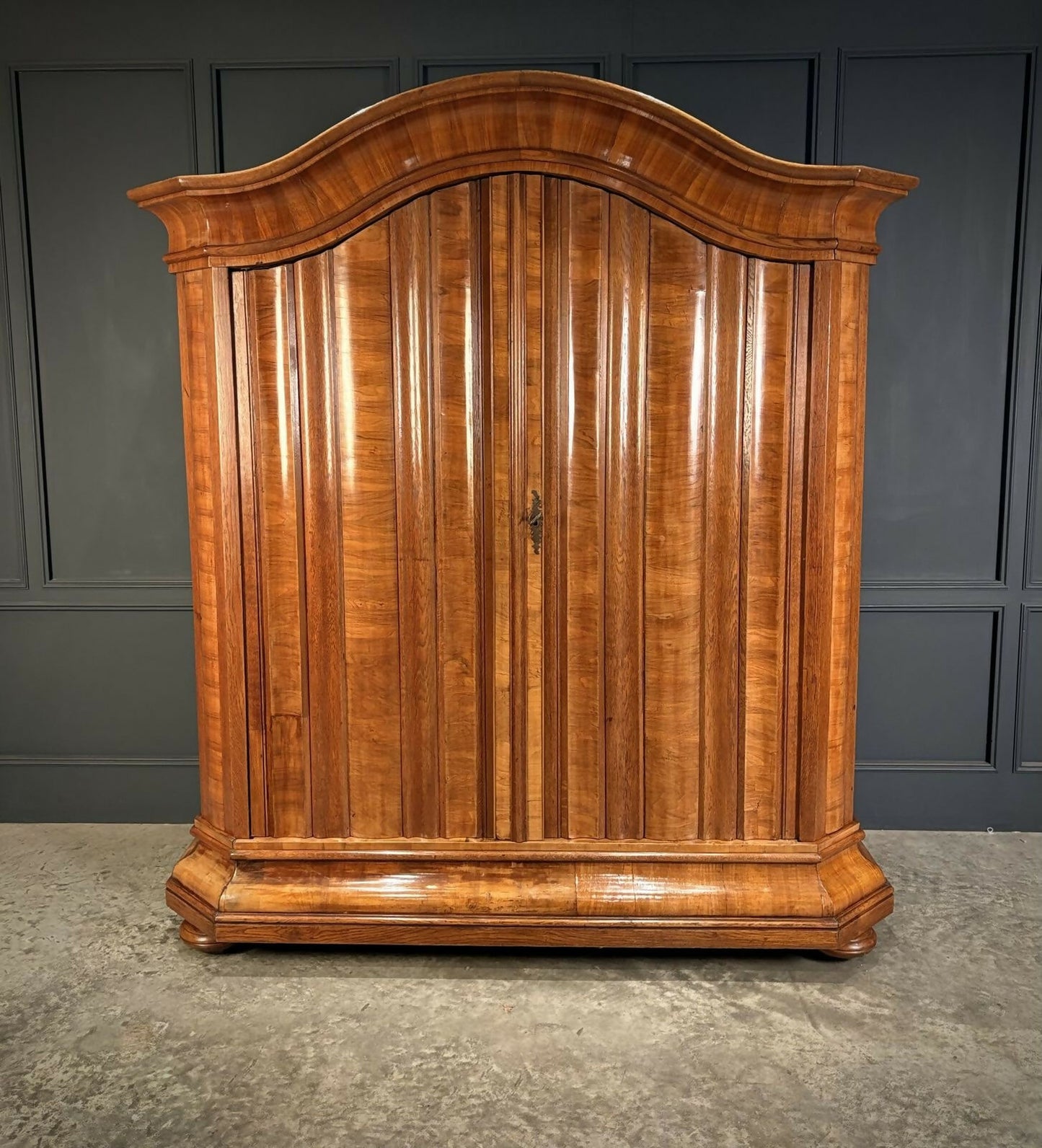 Large Continental Oak & Walnut Art Deco Wardrobe