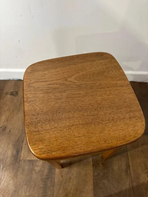 Mid-Century Set of Four Oak Stools