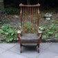 A RUPERT / NIGEL GRIFFITHS CARVED OAK DERBYSHIRE WING BACK LEATHER / ARMCHAIR