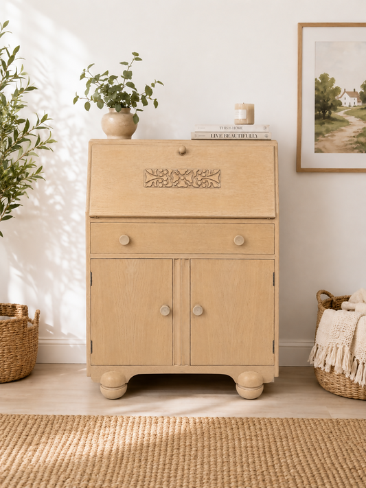 Art Deco Solid Oak Bureau Desk