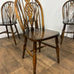 Vintage Set of Four Dark Oak Wheel Back Chairs