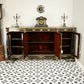 Antique Ebonised Black and Gilt Brass Credenza 19th Century with Porcelain Plaques