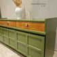 Large Olive Green Nathan Sideboard with Square Brushed Steel Handles