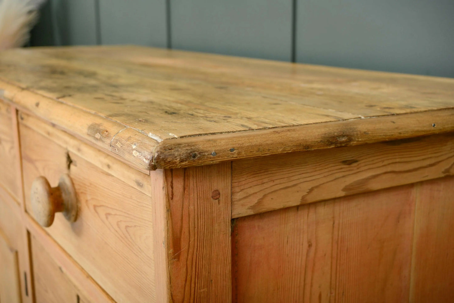 Victorian Pine Sideboard with Cupboard and Drawers