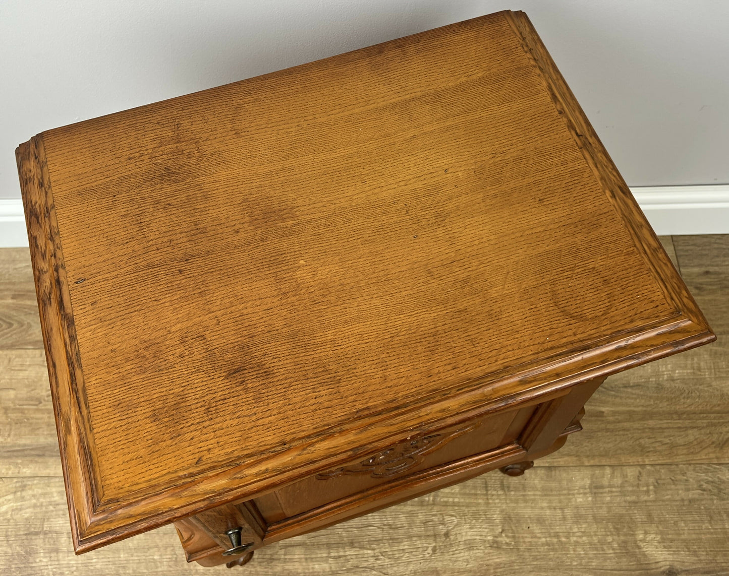 Pair of Bedside Tables Vintage French Louis Oak Nightstands Cabinets LOT 6219