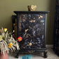 Oriental Tall Chest of Drawers – Coal Black with Leopard & Tropical Mural