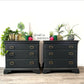 Pair of Vintage Stag chest of drawers / oversized bedside tables painted in dark grey