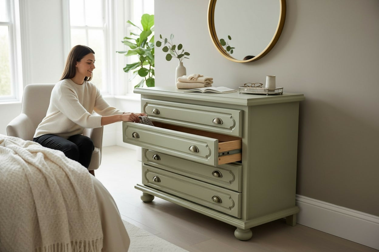 Sage Green Chest of Drawers | Vintage French Country Farmhouse Style Dresser