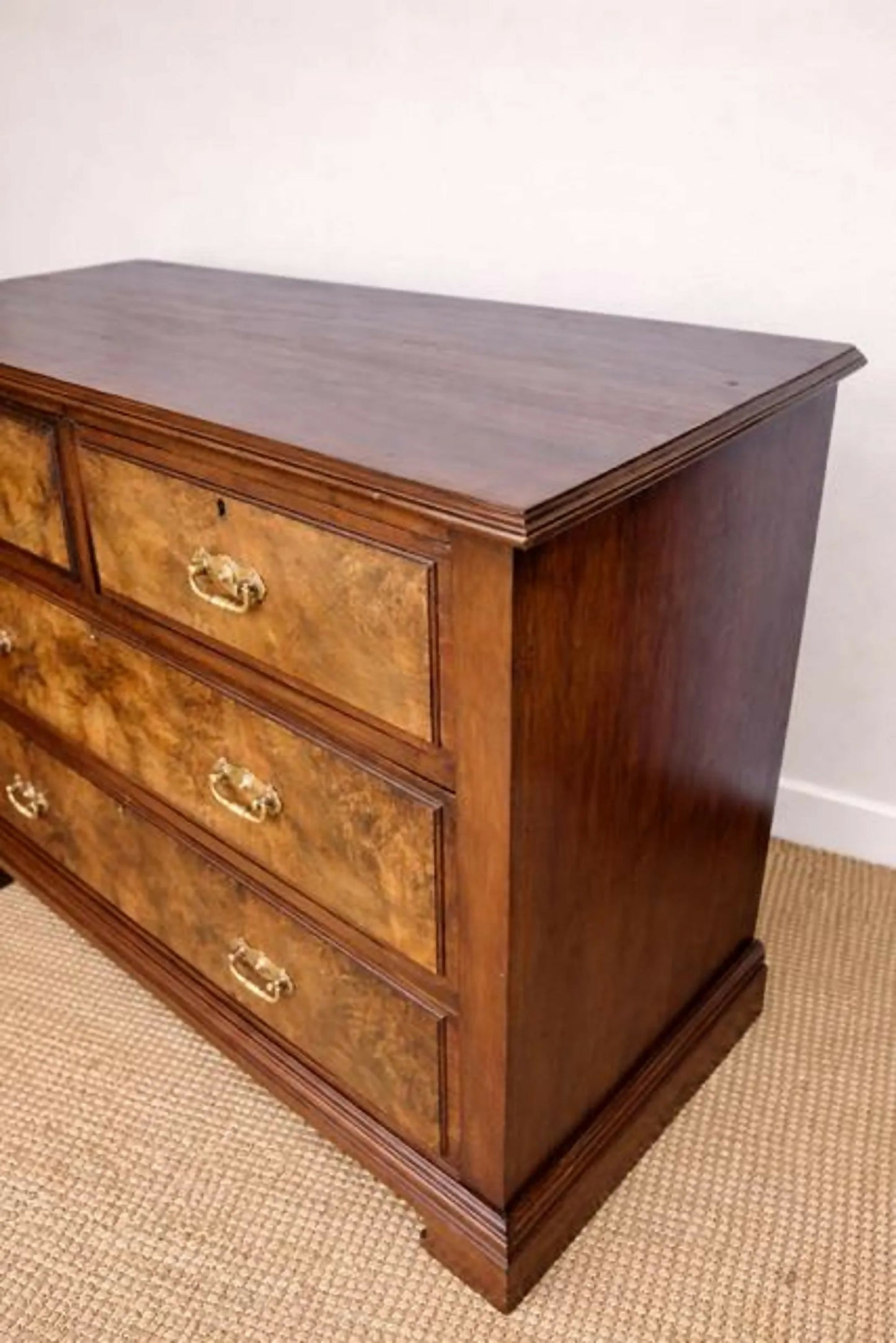 Vintage Georgian Burr Walnut Chest Of Drawers | Walnut Chest | English Country Furniture
