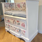 white and floral bench seat