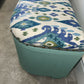 beautiful green repainted mid century storage seat/ ottoman. You choose the fabric from select given.